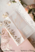 SAMPLING SERVICE samples Dusty Rose wedding Invitation Sample, handmade sample set, Gold Foil Floral wedding invitation sample, blush pink acrylic invites sample set7