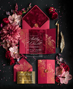 SAMPLING SERVICE samples Burgundy Velvet wedding Invitation Sample, luxury glamour handmade sample set, Gold Floral wedding invitation, Maroon invites sample set10