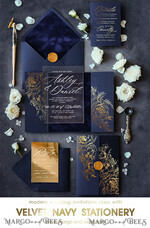 SAMPLING SERVICE samples Navy Blue wedding Invitation Sample, handmade sample set, Gold wedding invitation samples, Glamour Acrylic invites sample set6