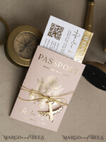 SAMPLING SERVICE samples Gold Bluh pink Passport Wedding Invitation, Golden Wedding Cards Boarding Pass, Travel Passport Wedding Invitations Abroad, Destination Wedding Invites, Travel Map Wedding Stationary34