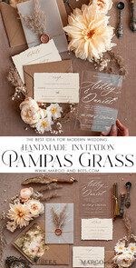 SAMPLING SERVICE samples Ivory Eco wedding Invitation Sample, handmade sample set, Boho Pampas wedding invitation samples, Acrylic invites sample set11