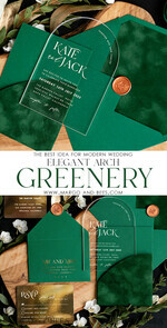 SAMPLING SERVICE samples Green Velvet wedding Invitation Sample, handmade sample set, Arch Acrylic wedding invitation sample, gold and green invitation sample set6