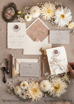 SAMPLING SERVICE samples Ivory Deckled Edge wedding Invitation Sample, handmade  sample set, wax seal emblem wedding invitation, romantic beige velvet invitation sample set6