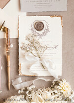 SAMPLING SERVICE samples Ivory Deckled Edge wedding Invitation Sample, handmade  sample set, wax seal emblem wedding invitation, romantic beige velvet invitation sample set6