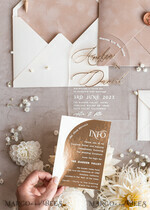 SAMPLING SERVICE samples Ivory and Beige wedding Invitation Sample, handmade sample set, Beige Velvet and Gold Foil wedding invitation, clear acryl gold invites sample set25