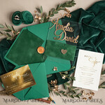 SAMPLING SERVICE samples Green wedding Invitation Sample, handmade sample set, Green Velvet and Gold Foil wedding invitation, greenery invites sample set7