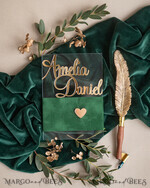 SAMPLING SERVICE samples Green wedding Invitation Sample, handmade sample set, Green Velvet and Gold Foil wedding invitation, greenery invites sample set7
