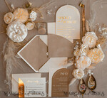 PROBENNEHMESERVICE
 Muster
 Elfenbein Gold Hochzeits Einladung Muster, handgemachtes Musterset, Beige Samt und Goldfolie Hochzeits Einladung, Glamour Einladungen Musterset17