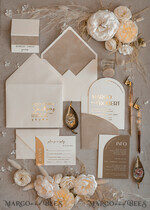 PROBENNEHMESERVICE
 Muster
 Elfenbein Gold Hochzeits Einladung Muster, handgemachtes Musterset, Beige Samt und Goldfolie Hochzeits Einladung, Glamour Einladungen Musterset17