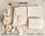SAMPLING SERVICE samples Fine Art Ivory wedding Invitation Sample, handmade sample set, Ivory Deckled Edge wedding invitation, Golden Edges Invites sample set7