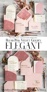 SAMPLING SERVICE samples Dusty Rose wedding Invitation Sample, handmade sample set, Pink Velvet and Gold Foil wedding invitation, blush pink invites sample set18