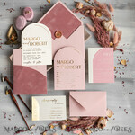 SAMPLING SERVICE samples Dusty Rose wedding Invitation Sample, handmade sample set, Pink Velvet and Gold Foil wedding invitation, blush pink invites sample set18