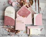 SAMPLING SERVICE samples Dusty Rose wedding Invitation Sample, handmade sample set, Pink Velvet and Gold Foil wedding invitation, blush pink invites sample set18