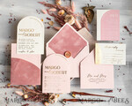 SAMPLING SERVICE samples Dusty Rose wedding Invitation Sample, handmade sample set, Pink Velvet and Gold Foil wedding invitation, blush pink invites sample set18