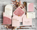 SAMPLING SERVICE samples Dusty Rose wedding Invitation Sample, handmade sample set, Pink Velvet and Gold Foil wedding invitation, blush pink invites sample set18
