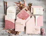 SAMPLING SERVICE samples Dusty Rose wedding Invitation Sample, handmade sample set, Pink Velvet and Gold Foil wedding invitation, blush pink invites sample set18