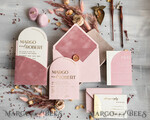 SAMPLING SERVICE samples Dusty Rose wedding Invitation Sample, handmade sample set, Pink Velvet and Gold Foil wedding invitation, blush pink invites sample set18