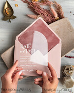SAMPLING SERVICE samples Dusty Rose wedding Invitation Sample, handmade sample set, Pink Velvet and Gold Foil wedding invitation, clear acryl invites sample set16