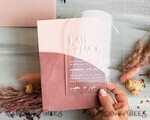 SAMPLING SERVICE samples Dusty Rose wedding Invitation Sample, handmade sample set, Pink Velvet and Gold Foil wedding invitation, clear acryl invites sample set16