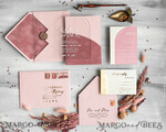 SAMPLING SERVICE samples Dusty Rose wedding Invitation Sample, handmade sample set, Pink Velvet and Gold Foil wedding invitation, clear acryl invites sample set16