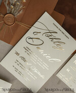 PROBENNEHMESERVICE
 Muster
 Muster, maßgeschneiderte Mustersets, Fall-Spiegelgold-Hochzeitseinladungen, elegante Terrakotta-Hochzeitseinladungen, verbrannte orange Acryl-Hochzeitseinladungen, Spiegelgold-Plexi-Hochzeitseinladungssuite.2
