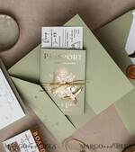 SAMPLING SERVICE samples Sample, bespoke sample set  Gold Sage green Passport Wedding Invitation, Golden Wedding Cards Boarding Pass, Greenry Travel Passport Wedding Invitations Abroad, Destination Greece Wedding Invites, Tuscany Travel Map Wedding Stationary Italy World map 28