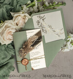 SAMPLING SERVICE samples Sample, bespoke sample set  Sage Green Mirror gold Wedding Invitations, Elegant Garden Wedding Cards, Greenery Acrylic  Wedding Invites, Mirror Gold Plexi Wedding Invitation Suite26