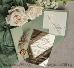 SAMPLING SERVICE samples Sample, bespoke sample set  Sage Green Mirror gold Wedding Invitations, Elegant Garden Wedding Cards, Greenery Acrylic  Wedding Invites, Mirror Gold Plexi Wedding Invitation Suite26