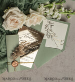 SAMPLING SERVICE samples Sample, bespoke sample set  Sage Green Mirror gold Wedding Invitations, Elegant Garden Wedding Cards, Greenery Acrylic  Wedding Invites, Mirror Gold Plexi Wedding Invitation Suite26