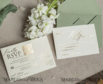 SAMPLING SERVICE samples Sample, bespoke sample set  Sage Green Mirror gold Wedding Invitations, Elegant Garden Wedding Cards, Greenery Acrylic  Wedding Invites, Mirror Gold Plexi Wedding Invitation Suite26