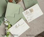 SAMPLING SERVICE samples Sample, bespoke sample set  Sage Green Mirror gold Wedding Invitations, Elegant Garden Wedding Cards, Greenery Acrylic  Wedding Invites, Mirror Gold Plexi Wedding Invitation Suite26