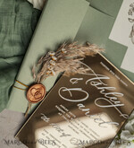 SAMPLING SERVICE samples Sample, bespoke sample set  Sage Green Mirror gold Wedding Invitations, Elegant Garden Wedding Cards, Greenery Acrylic  Wedding Invites, Mirror Gold Plexi Wedding Invitation Suite26