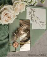 SAMPLING SERVICE samples Sample, bespoke sample set  Sage Green Mirror gold Wedding Invitations, Elegant Garden Wedding Cards, Greenery Acrylic  Wedding Invites, Mirror Gold Plexi Wedding Invitation Suite26