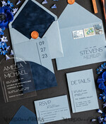SAMPLING SERVICE samples Navy Blue wedding Invitation Sample, handmade sample set, Dusty Blue wedding invitation samples, elegant arch acrylic invites sample set7