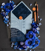 SAMPLING SERVICE samples Navy Blue wedding Invitation Sample, handmade sample set, Dusty Blue wedding invitation samples, elegant arch acrylic invites sample set7