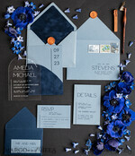 SAMPLING SERVICE samples Navy Blue wedding Invitation Sample, handmade sample set, Dusty Blue wedding invitation samples, elegant arch acrylic invites sample set7