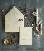 SAMPLING SERVICE samples Gold Embossed wedding Invitation Sample, handmade sample set, Ivory and Gold Foil wedding invitation, Ivory invites sample set5