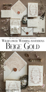 SAMPLING SERVICE samples Ivory Beige Floral wedding Invitation Sample, handmade sample set, Fine Art floral wedding invitation, Wildflower invites sample set6