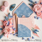 SAMPLING SERVICE samples Dusty Blue Velvet wedding Invitation Sample, handmade sample set, Dusty Rose wedding invitation, arch acrylic invites sample set8