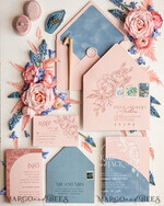 SAMPLING SERVICE samples Dusty Blue Velvet wedding Invitation Sample, handmade sample set, Dusty Rose wedding invitation, arch acrylic invites sample set8