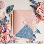 SAMPLING SERVICE samples Dusty Blue Velvet wedding Invitation Sample, handmade sample set, Dusty Rose wedding invitation, arch acrylic invites sample set8