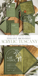 SAMPLING SERVICE samples Moss green wedding Invitation Sample, handmade sample set, green Velvet and clear acryl wedding invitation sample, tuscany olive invites sample set5