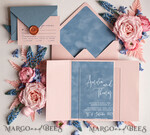 SAMPLING SERVICE samples Dusty Blue Velvet wedding Invitation Sample, handmade sample set, Dusty Rose wedding invitation sample set, arch acrylic invites sample set5