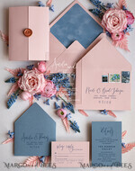SAMPLING SERVICE samples Dusty Blue Velvet wedding Invitation Sample, handmade sample set, Dusty Rose wedding invitation sample set, arch acrylic invites sample set5