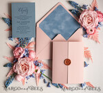 SAMPLING SERVICE samples Dusty Blue Velvet wedding Invitation Sample, handmade sample set, Dusty Rose wedding invitation sample set, arch acrylic invites sample set5