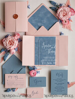 SAMPLING SERVICE samples Dusty Blue Velvet wedding Invitation Sample, handmade sample set, Dusty Rose wedding invitation sample set, arch acrylic invites sample set5