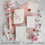 SAMPLING SERVICE samples Dusty Rose wedding Invitation Sample, handmade sample set, Floral Wreath wedding invitation, Pink Wildflowers invites sample set5