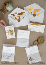 SAMPLING SERVICE samples Sample, bespoke sample set  White Golden Passport Wedding Invitation, Golden Plane Wedding Cards  Boarding Pass,  Travel Passport Wedding Invitations  Abroad, Destination Wedding Invites, Travel Map Wedding Stationary, boarding pass invitations10