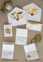 SAMPLING SERVICE samples Sample, bespoke sample set  White Golden Passport Wedding Invitation, Golden Plane Wedding Cards  Boarding Pass,  Travel Passport Wedding Invitations  Abroad, Destination Wedding Invites, Travel Map Wedding Stationary, boarding pass invitations10