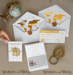 SAMPLING SERVICE samples Sample, bespoke sample set  White Golden Passport Wedding Invitation, Golden Plane Wedding Cards  Boarding Pass,  Travel Passport Wedding Invitations  Abroad, Destination Wedding Invites, Travel Map Wedding Stationary, boarding pass invitations10